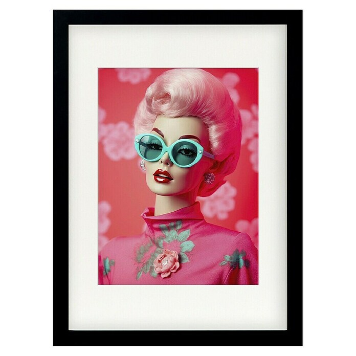 Papermoon Bild (Oh Barbie No. 1, B x H: 60 x 80 cm, Mit Passepartout, Rahmen Schwarz) | BAUHAUS