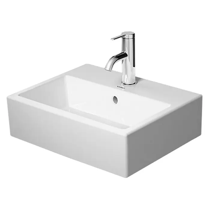 Duravit Vero Air Waschbecken - 45 x 35 cm, Ohne Spezialglasur, Hahnloch: Mitte, Mit Überlauf, Weiß, Ungeschliffen - Modernes Waschbecken aus Keramik mit elegantem Wasserhahn für ein stilvolles Badezimmerdesign.