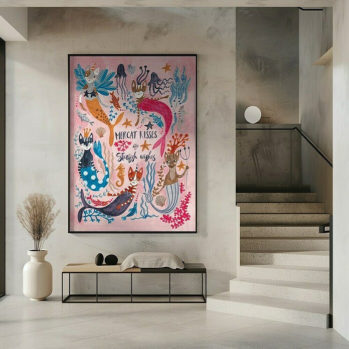 Papermoon Bild (Mercats and Caticorns, B x H: 50 x 70 cm, Ohne Passepartout, Rahmen Schwarz) | BAUHAUS