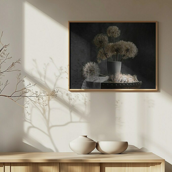 Papermoon Bild (Dandelion Seed, B x H: 70 x 50 cm, Mit Passepartout, Rahmen Eiche) | BAUHAUS