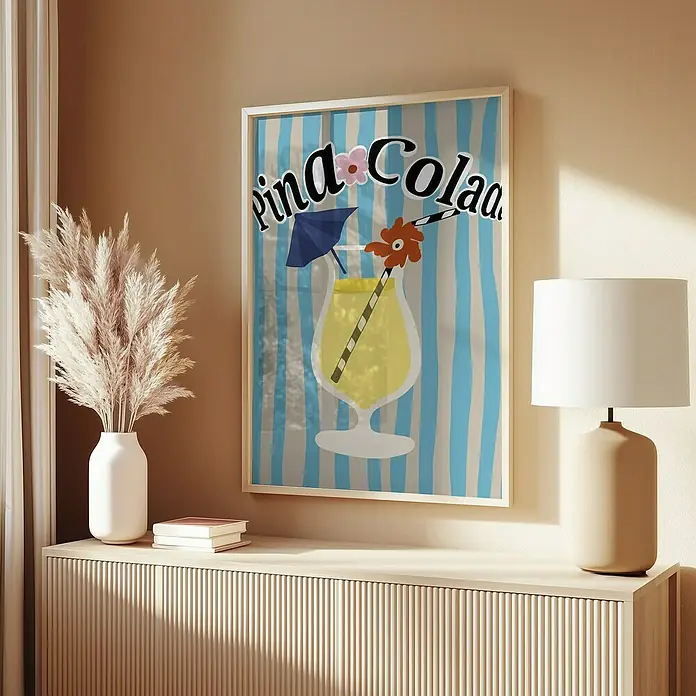 Papermoon BildPina Colada, B x H: 70 x 100 cm, Mit Passepartout, Rahmen Eiche - Stimmungsaufnahme