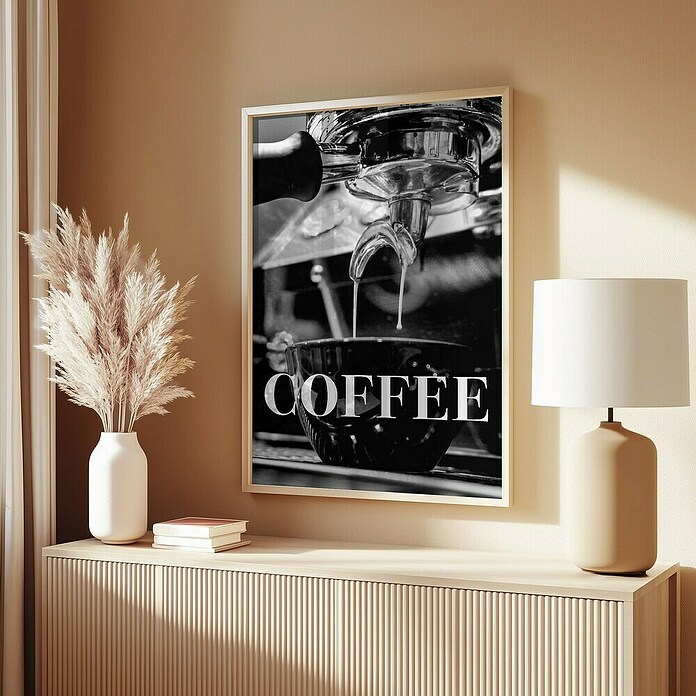 Papermoon Bild (Coffee Text, B x H: 80 x 110 cm, Mit Passepartout, Rahmen Eiche) | BAUHAUS