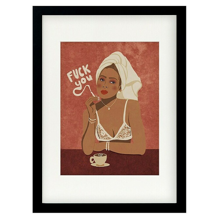 Papermoon Bild (Morning Coffee, B x H: 60 x 80 cm, Mit Passepartout, Rahmen Schwarz) | BAUHAUS