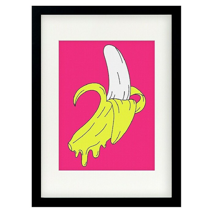 Papermoon Bild (Melting Pink Banana, B x H: 60 x 80 cm, Mit Passepartout, Rahmen Schwarz) | BAUHAUS