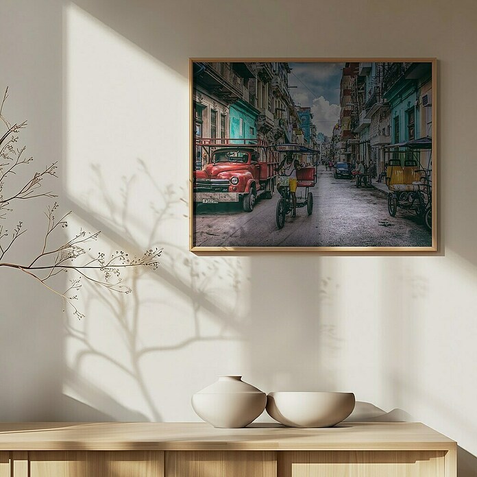 Papermoon Bild (Habana Street, B x H: 70 x 50 cm, Mit Passepartout, Rahmen Eiche) | BAUHAUS