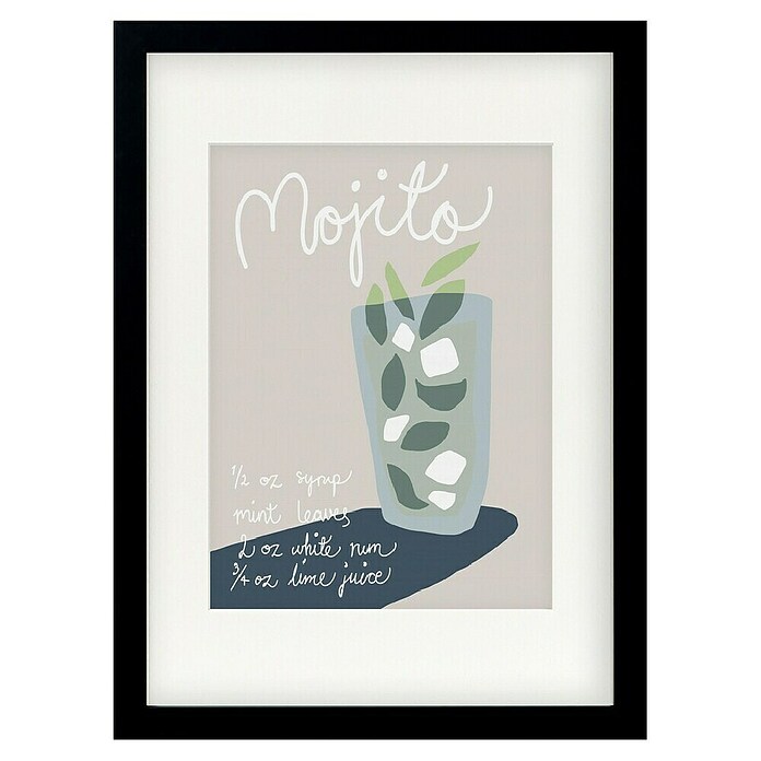 Papermoon Bild (Mojito Rezept, B x H: 40 x 50 cm, Mit Passepartout, Rahmen Schwarz) | BAUHAUS