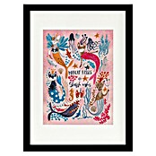 Papermoon Bild (Mercats and Caticorns, B x H: 70 x 100 cm, Mit Passepartout, Rahmen Schwarz) | BAUHAUS