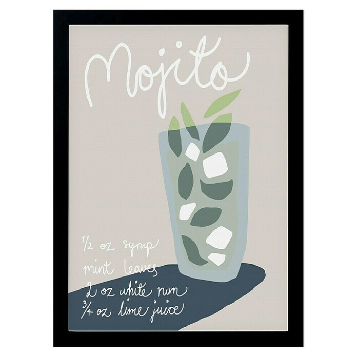 Papermoon Bild (Mojito Rezept, B x H: 70 x 100 cm, Ohne Passepartout, Rahmen Schwarz) | BAUHAUS