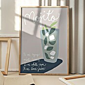 Papermoon Bild (Mojito Rezept, B x H: 40 x 50 cm, Mit Passepartout, Rahmen Eiche) | BAUHAUS