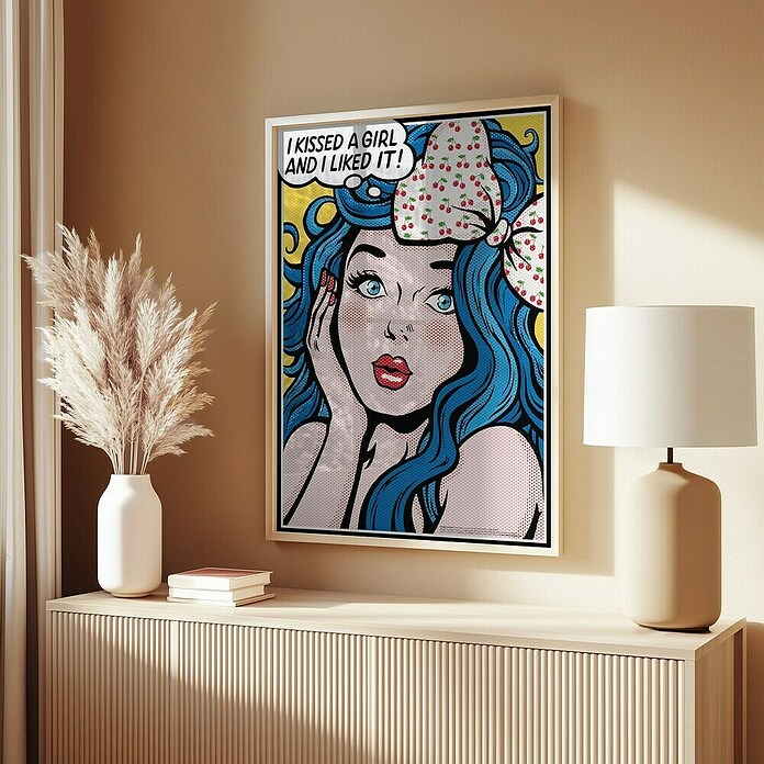Papermoon Bild (I Kissed a Girl, B x H: 60 x 80 cm, Ohne Passepartout, Rahmen Eiche) | BAUHAUS