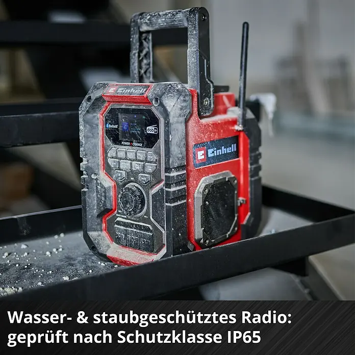 Einhell Power X-Change 18V Akku-Baustellenradio TE-CR 18 Li DAB+/FM/BT - Solo - 18 V, Ohne Akku, Bluetooth - Robustes Baustellenradio von Einhell, staub- und wassergeschützt nach IP65 für den harten Einsatz.