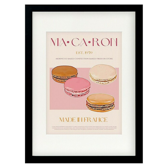 Papermoon Bild (French Macaron, B x H: 40 x 50 cm, Mit Passepartout, Rahmen Schwarz) | BAUHAUS