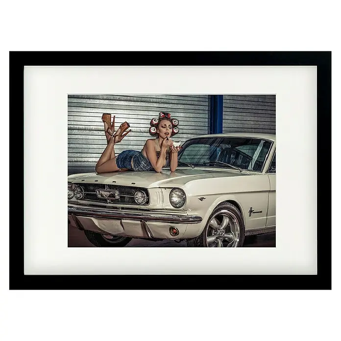 Papermoon BildDrive my Car, B x H: 70 x 50 cm, Mit Passepartout, Rahmen Schwarz - Vorderansicht