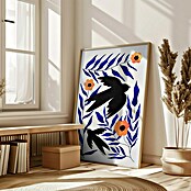 Papermoon Bild (Swallow Flowers, B x H: 60 x 80 cm, Mit Passepartout, Rahmen Eiche) | BAUHAUS
