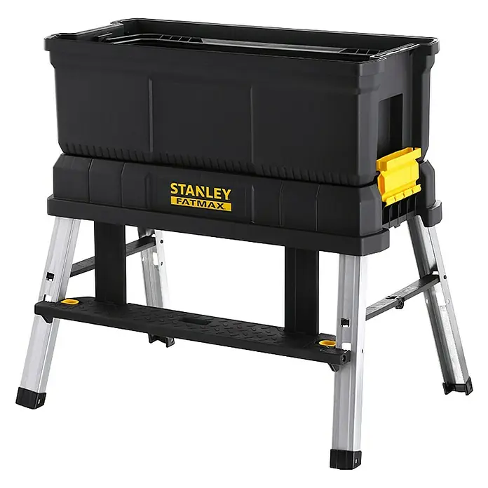 Stanley FatMax Werkzeugkasten FMST81083-1 - L x B x H: 29,6 x 64 x 28,7 cm, Klappbar - Stanley Fatmax Werkbank: Robuste und klappbare Arbeitsstation für Handwerker und Heimwerker. Ideal für Baustellen und Werkstätten.