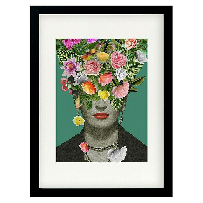 Papermoon Bild (Floral Frida, B x H: 80 x 110 cm, Mit Passepartout, Rahmen Schwarz) | BAUHAUS