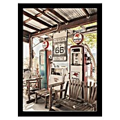 Papermoon Bild (Route 66 Gas Station, B x H: 100 x 140 cm, Ohne Passepartout, Rahmen Schwarz) | BAUHAUS
