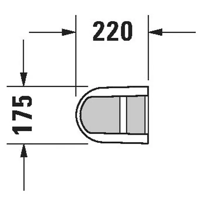 Duravit Darling New Waschbecken-Standsäule - Unbeschichtet, Keramik, Weiß - Technische Zeichnung einer Badezimmerarmatur mit Maßangaben. Die Armatur ist 220 mm breit und 175 mm hoch.