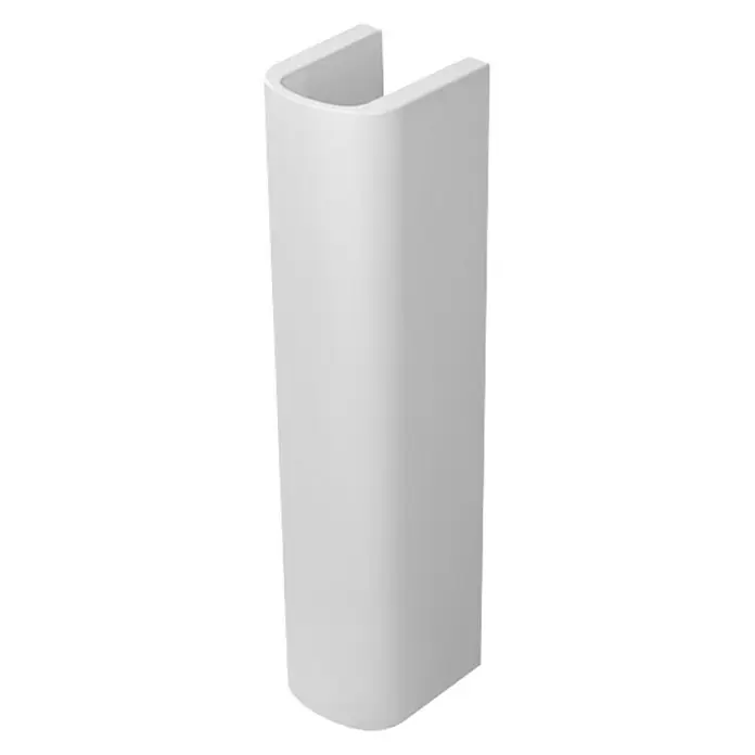 Duravit DuraStyle Waschtisch-Standsäule - Unbeschichtet, Keramik, Weiß, Passend für: Duravit DuraStyle Waschtische - Das Bild zeigt eine freistehende, weiße Waschbecken-Säule. Sie hat eine abgerundete Form und eine Aussparung an der Oberseite.