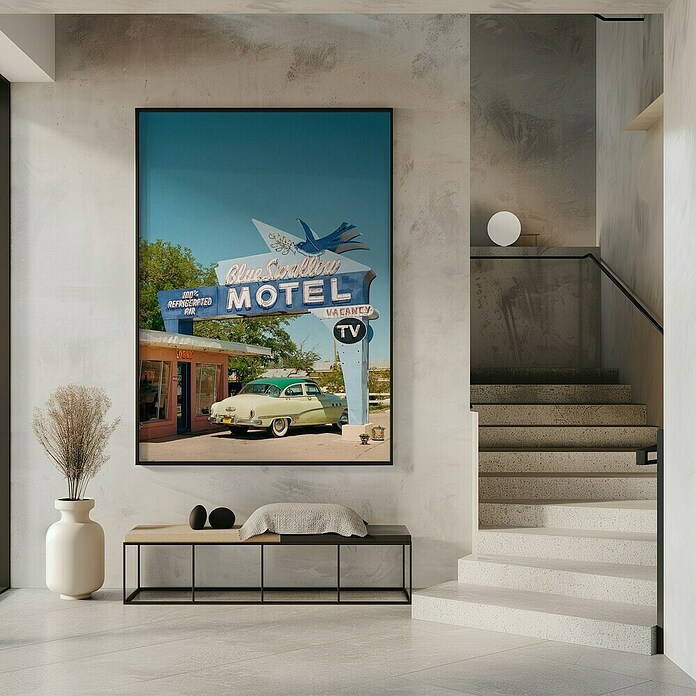 Papermoon Bild (Route 66, B x H: 100 x 140 cm, Mit Passepartout, Rahmen Schwarz) | BAUHAUS