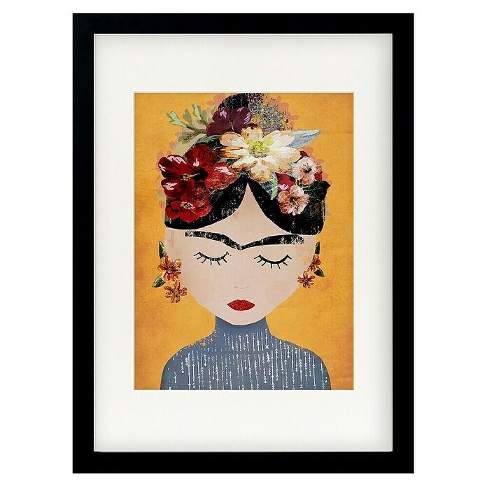 Papermoon Bild (Treechild Frida Gelb, B x H: 80 x 110 cm, Mit Passepartout, Rahmen Schwarz) | BAUHAUS