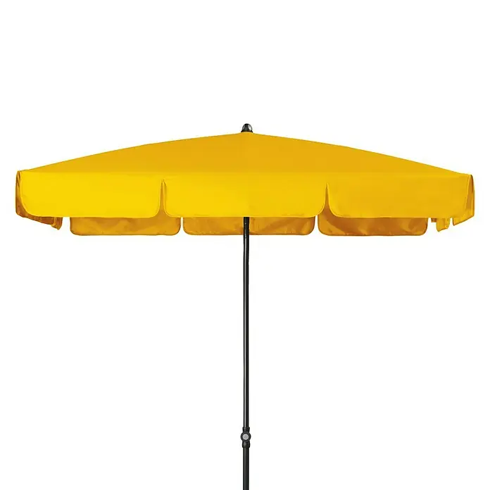 Doppler Sunline Marktschirm Waterproof Neo - Gelb, Bespannungsmaß (L x B): 185 x 120 cm - Gelber Sonnenschirm mit schwarzem Ständer für den Außenbereich.