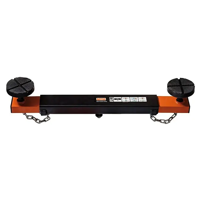 Bahco Querträger BH1CB1000 - Passend für: Bahco Wagenheber H1M1000/BH11500/BH12000/BH13000 - Bahco BH1CB1000 Getriebeheber-Auflage mit zwei runden Auflagen und Kette, ideal für Werkstätten und Reparaturarbeiten am Auto.