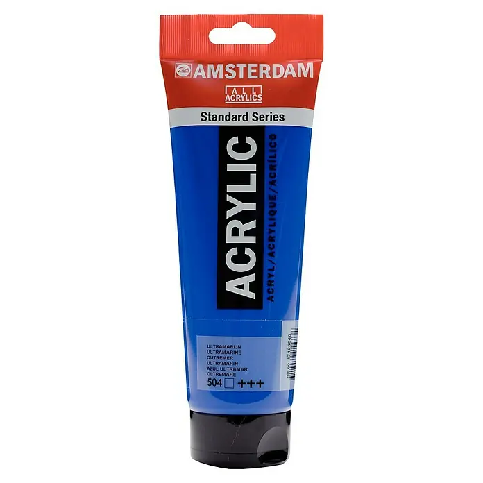 Talens Amsterdam Pintura acrílica Standard - Azul ultramar, 250 ml, Tubo, Brillante - Un tubo de pintura acrílica Amsterdam Standard Series en ultramar, ideal para artistas y aficionados que buscan calidad.