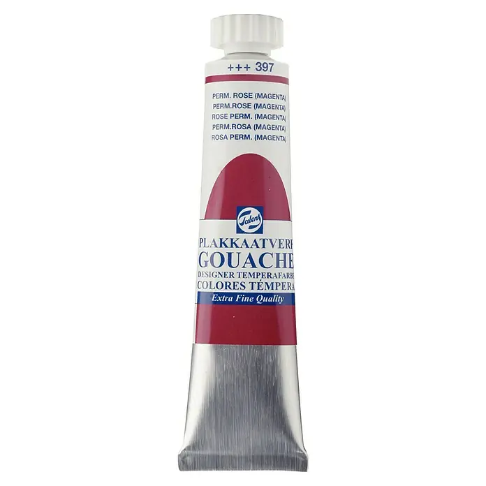 Talens Pintura gouache - Rosa permanente, 20 ml - Un tubo de pintura Gouache Talens en Rosa Permanente (Magenta), número de color 397.