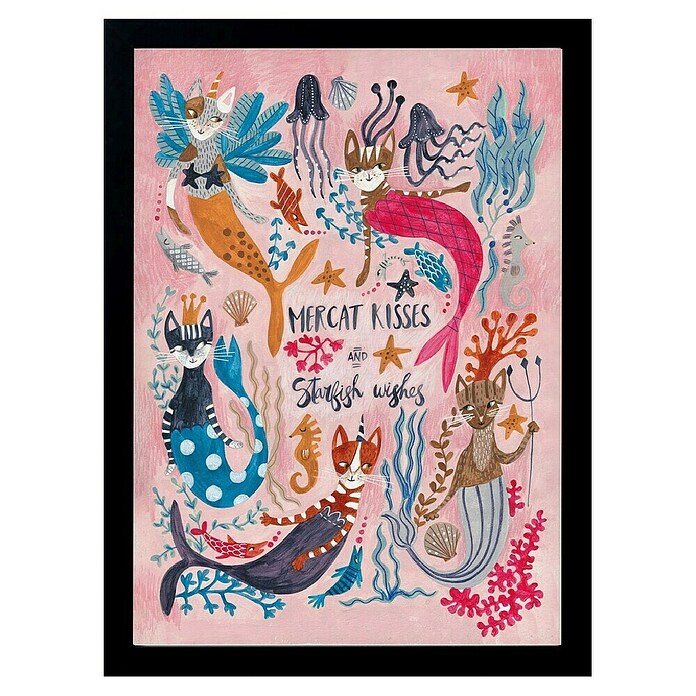 Papermoon Bild (Mercats and Caticorns, B x H: 50 x 70 cm, Ohne Passepartout, Rahmen Schwarz) | BAUHAUS