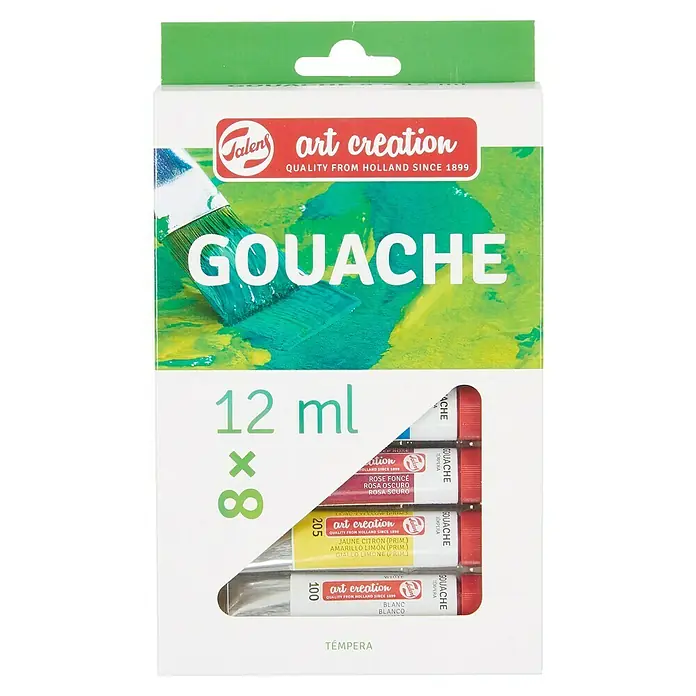 Talens Art Creation Pintura gouache Set - Multicolor, 12 ml, Tubo, Mate - Foto del producto Talens Art Creation set de pintura Gouache con tubos de 12ml en 8 colores diferentes, ideal para artistas.