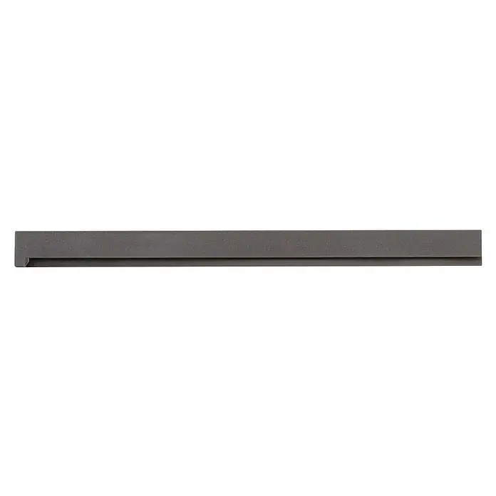 Elfa Décor+ by Elfa Abdeckleiste für Konsolen - Links, Länge: 30 cm, Matt grau - Die Nahaufnahme zeigt ein modernes, graues Regal mit einer glatten Oberfläche, ideal für stilvolle Aufbewahrung und als dekoratives Element.