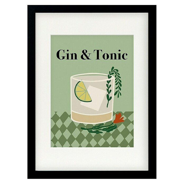 Papermoon Bild (Gin a Tonic, B x H: 100 x 140 cm, Mit Passepartout, Rahmen Schwarz) | BAUHAUS