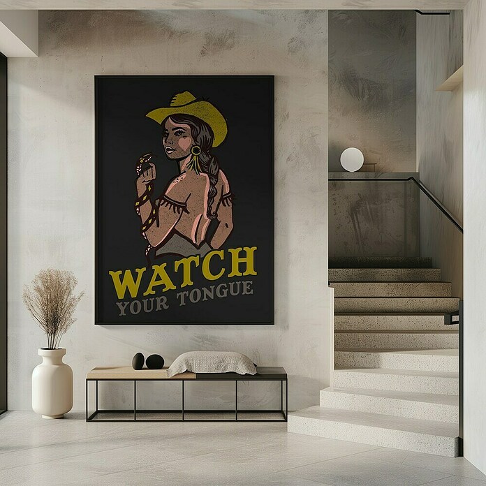 Papermoon Bild (Watch Your Tongue, B x H: 40 x 50 cm, Mit Passepartout, Rahmen Schwarz) | BAUHAUS
