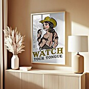 Papermoon Bild (Watch Your Tongue, B x H: 40 x 50 cm, Mit Passepartout, Rahmen Eiche) | BAUHAUS