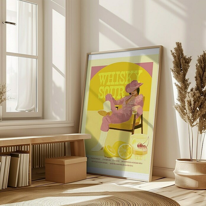 Papermoon Bild (Whisky Sour Pink Copy, B x H: 60 x 80 cm, Mit Passepartout, Rahmen Eiche) | BAUHAUS