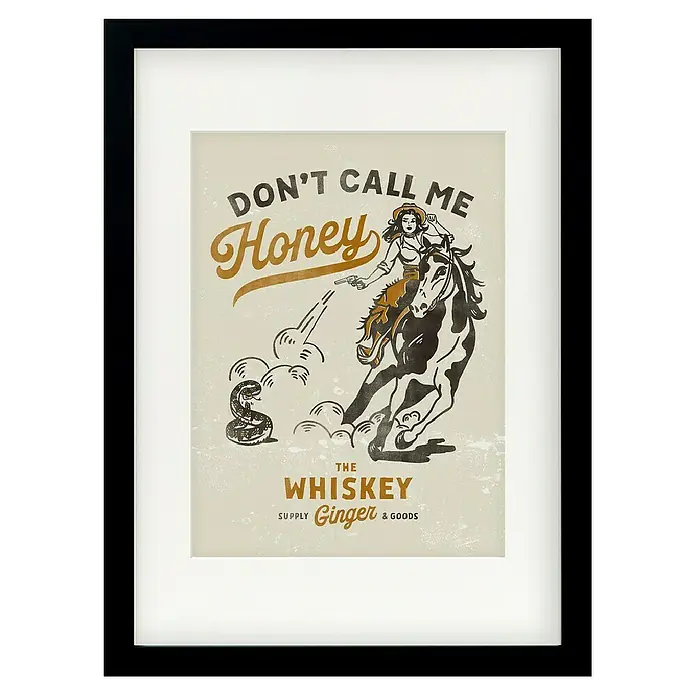Papermoon BildDon´t Honey Print 2, B x H: 50 x 70 cm, Mit Passepartout, Rahmen Schwarz - Vorderansicht