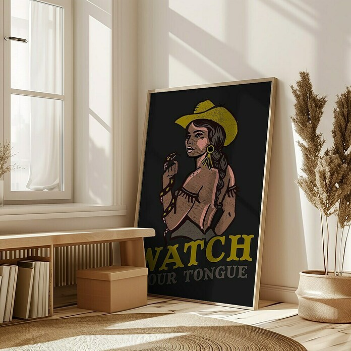 Papermoon Bild (Watch Your Tongue, B x H: 70 x 100 cm, Ohne Passepartout, Rahmen Eiche) | BAUHAUS