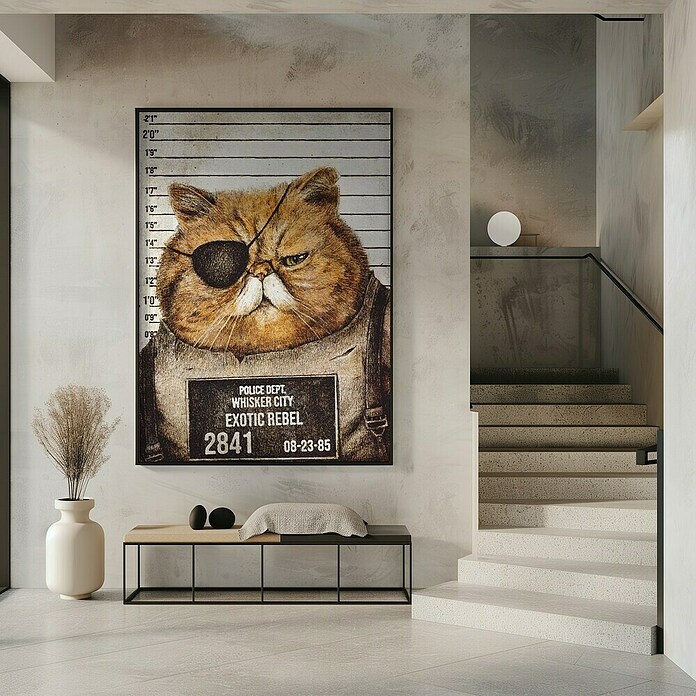 Papermoon Bild (Funny Cat, B x H: 80 x 110 cm, Mit Passepartout, Rahmen Schwarz) | BAUHAUS