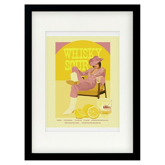 Papermoon Bild (Whisky Sour Pink Copy, B x H: 70 x 100 cm, Mit Passepartout, Rahmen Schwarz) | BAUHAUS