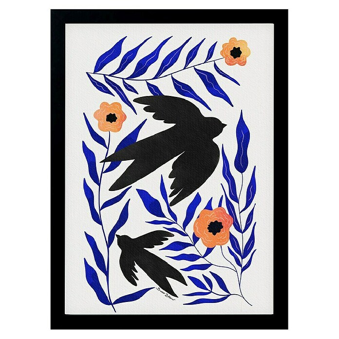 Papermoon Bild (Swallow Flowers, B x H: 60 x 80 cm, Ohne Passepartout, Rahmen Schwarz) | BAUHAUS