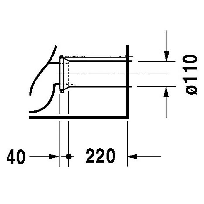 Duravit DuraStyle Stand-WC-Kombination Typ 2Mit Spülrand, Mit antibakterieller Glasur, Spülform: Tief, WC Abgang: Waagerecht, Weiß Sketch