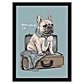 Papermoon Bild (Frenchie Want Travel, B x H: 100 x 140 cm, Ohne Passepartout, Rahmen Schwarz) | BAUHAUS
