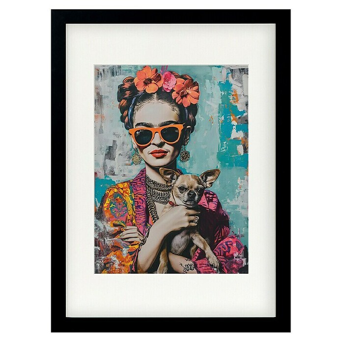 Papermoon Bild (Frida Chihuahua, B x H: 80 x 110 cm, Mit Passepartout, Rahmen Schwarz) | BAUHAUS