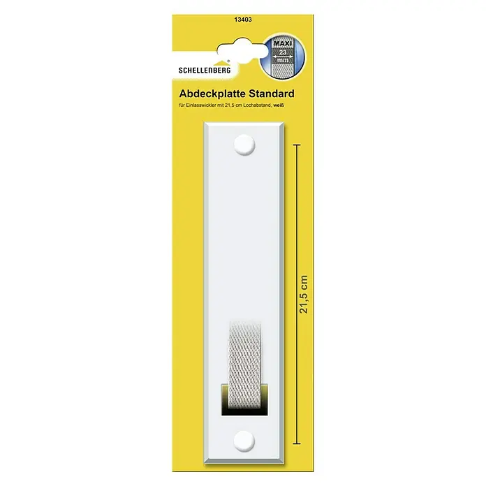 Schellenberg AbdeckplatteLochabstand: 215 mm, Gurtbreite: 23 mm - Schellenberg Abdeckplatte Standard für Einlasswickler mit 21,5 cm Lochabstand, weiss. Ideal zur Abdeckung und optischen Aufwertung.