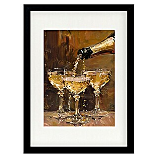 Papermoon Bild (Vintage Champagne, B x H: 40 x 50 cm, Mit Passepartout, Rahmen Schwarz)