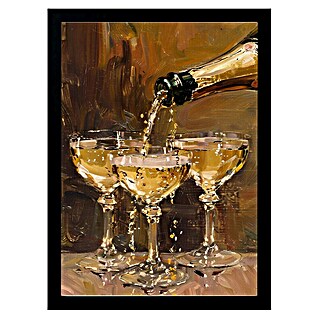 Papermoon Bild (Vintage Champagne, B x H: 50 x 70 cm, Ohne Passepartout, Rahmen Schwarz)
