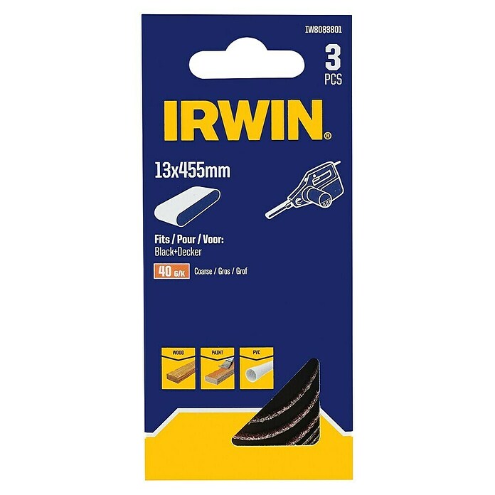 Irwin Schuurbandset Set van 3 stuks (b x l: 13 x 455 mm, 40, 3 st.) | BAUHAUS