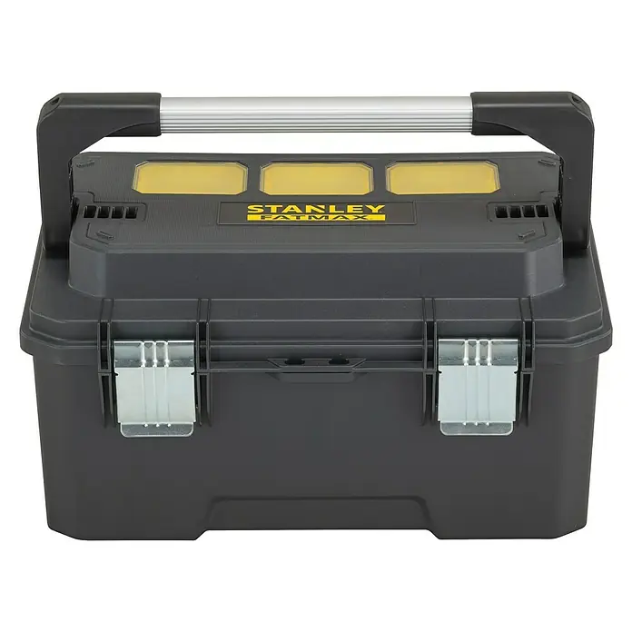 Stanley FatMax Werkzeugkasten Pro Cantilever - Kunststoff, Fassungsvermögen: 29 l, 20″ - Stanley FatMax Werkzeugkasten mit robustem Design und Metallverschlüssen für sichere Aufbewahrung und einfachen Transport von Werkzeugen.