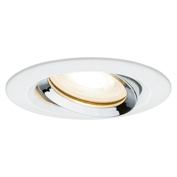 Paulmann LED-Einbauleuchte Nova - 7 W, Farbe Gehäuse: Weiß, Lichtfarbe: Warmweiß - Einbaustrahler mit Chromakzenten und warmem Licht. Moderne Deckenleuchte für stilvolle Beleuchtung im Innenbereich.